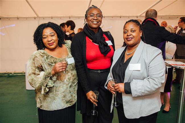 Jessica, guest and Sandra at the drink reception