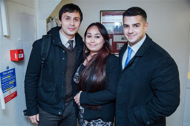 Michael, Fatima and Onoufrious at the drink reception