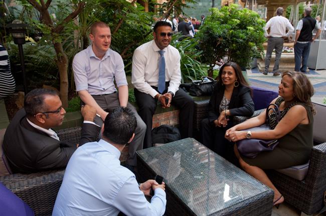 Networking and relaxing at the Court Yard