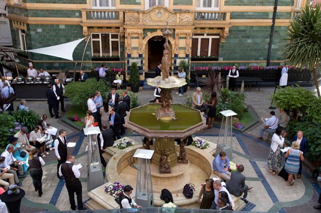 Birds eye view of the BBQ & Networking in the court yard